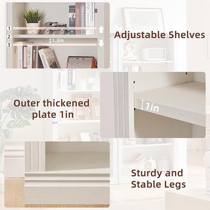 RWYHG 70" White Tall Bookshelf Set of 3, 5-Tier Thick Wooden Book Shelf - Image 5