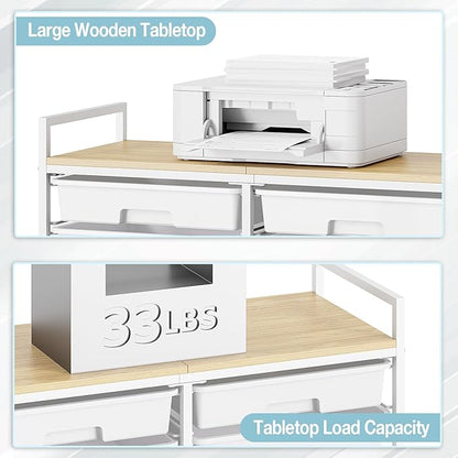 Rolling Storage Cart with 12 Drawers, Wooden Tabletop Utility Cart - Image 6