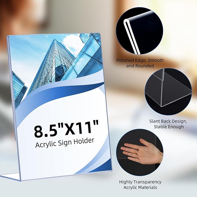 DECOHOBO 18 Pack Acrylic Sign Holder 8.5 x 11, L-Shape Acrylic Stands - Image 5