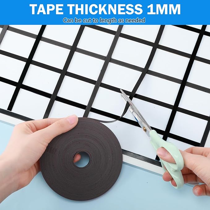 AmazingSpark Magnetic Tape Roll Thin Strips, 0.39 Inch x 33 Feet Magnetic Board - Image 6