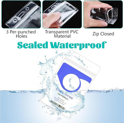 200Pcs Badge Holder Plastic ID Badge Holder Clear Vertical ID Card Holder 2.5" - Image 3