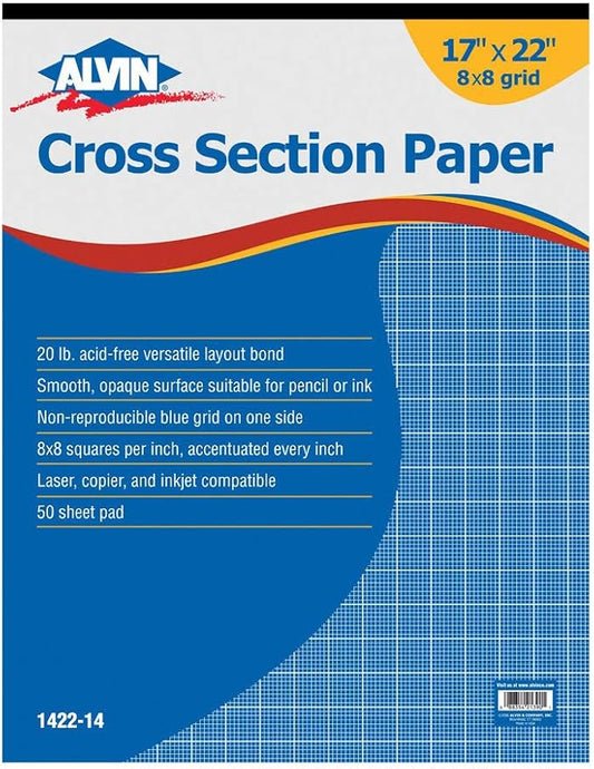 ALVIN Cross Section Graph Paper Pad 17" x 22" Model 1422-14 Drafting and Graph by Alvin
