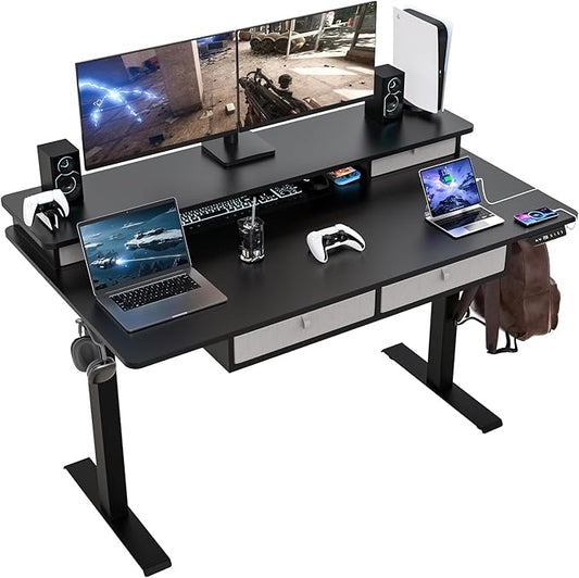ExaDesk 55 * 30 Inches Electric Standing Widened Desk Adjustable Height by ExaDesk