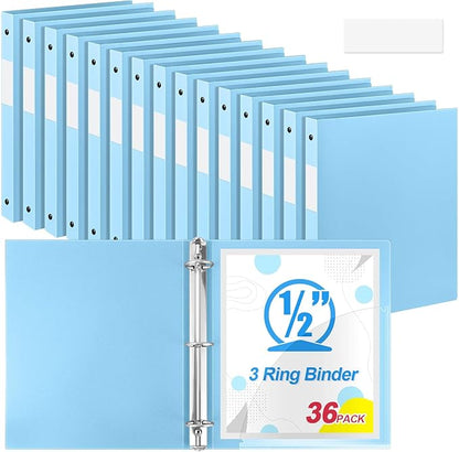 Henoyso 36 Pcs 3 Ring Binder 0.5 Inch Round Fits Letter Size 8.5'' x 11'' Paper by Henoyso