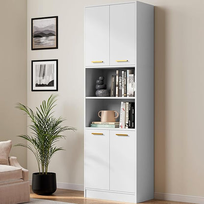 Cozy Castle Kitchen Pantry Cabinet, 4 Doors Open Countertop Utility Hutch by CozyCastle