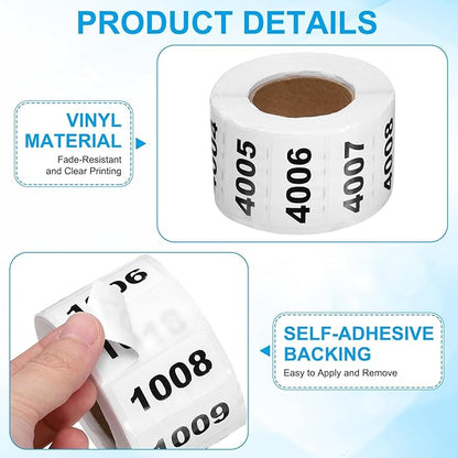 PATIKIL 0.8 x 1.6 Inch Inventory Number Sticker, 1 Roll 4001 to 5000 - Image 4