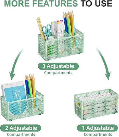 Marbrasse Mesh Pen Holder for Desk, Pencil Holder Desk Organizer 3 Adjustable - Image 3