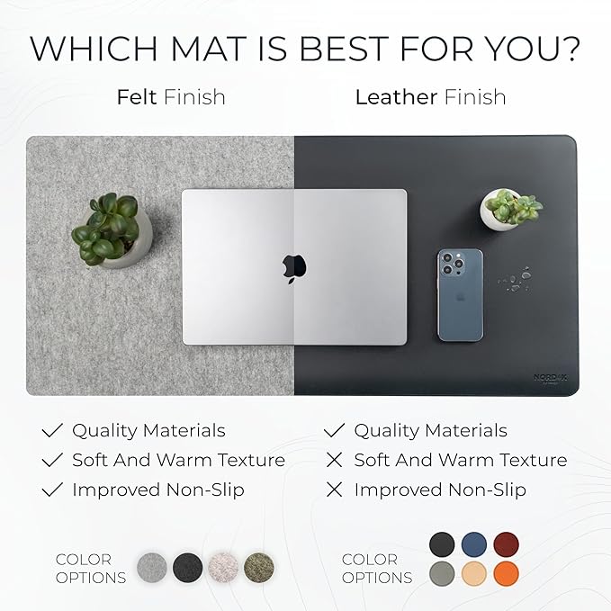 Nordik Large Felt Desk Mat – Stone Oat Beige – 35 x 17 inch – Computer Desk Mat - Image 7