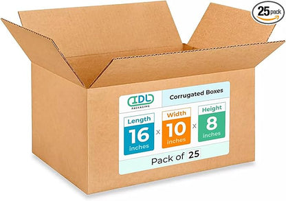 Medium Moving & Shipping Boxes 16"L x 10"W x 8"H by IDLPackaging