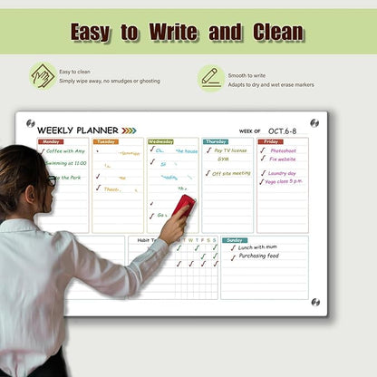 Glass Colorful Weekly Dry Erase Calendar Whiteboard - Image 5
