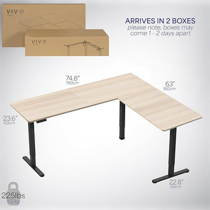 VIVO Electric Corner 75 x 63 inch L-Shaped Standing Desk, Memory Height - Image 6