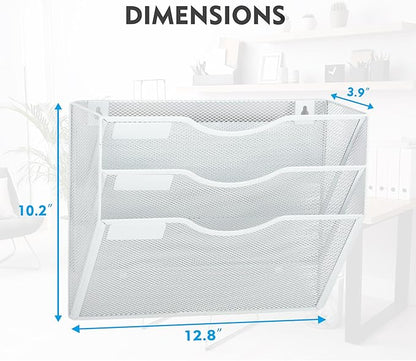 EASEPRES Magnetic 3 Pocket Mesh Hanging Wall File Organizer, Wall Mounted Mail - Image 3