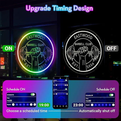 Personalized Gym Neon Sign, Large Custom Dumbbell Barbell Name LED RGB Multiple - Image 5