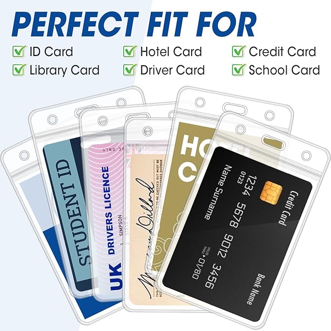 100 Pcs Vertical Badge Holders, Waterproof ID Badge Holder, Credit Cards - Image 3