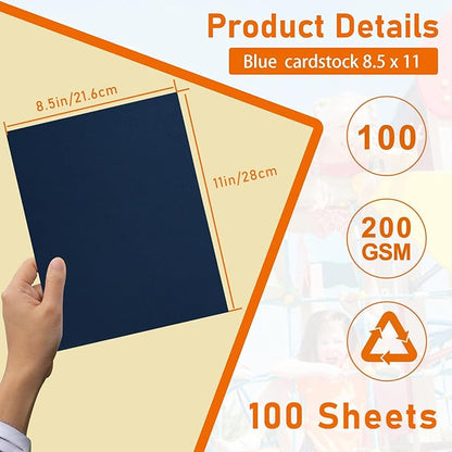 100 Sheets Navy Blue Cardstock 8.5 x 11 Scrapbooking Paper, 75lb Heavyweight - Image 2