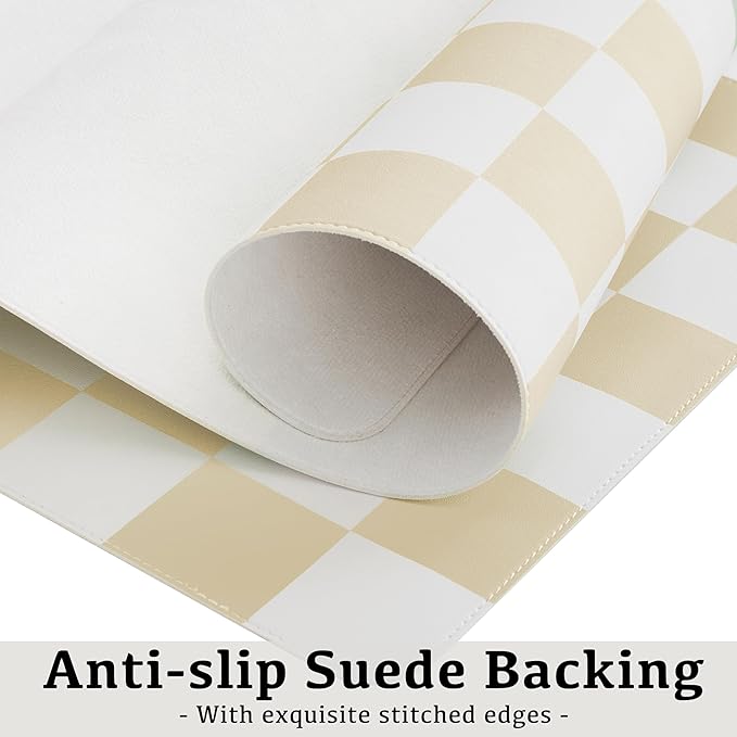 Ohocut Checkered Desk Mat, 31.5" x 15.7" Large Cute Beige Sand Aesthetic Retro - Image 6