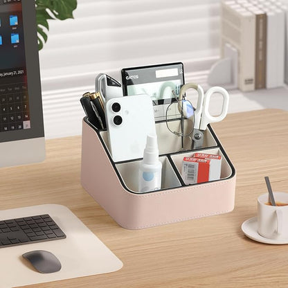 MEIBOOCH Remote Control Holder, PU Leather Small Desk Organizer - Image 3