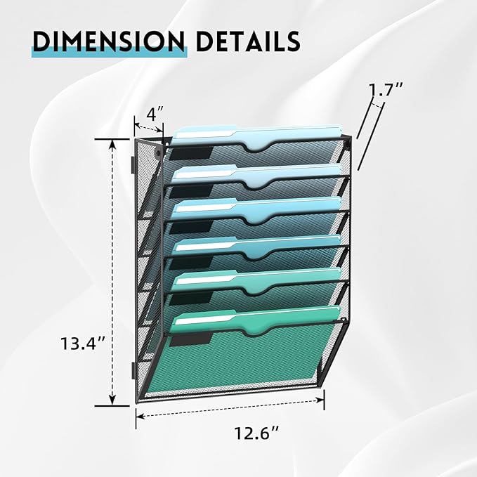 SUPEASY 6-Tier Wall File Organizer, Hanging Wall Files - Image 2