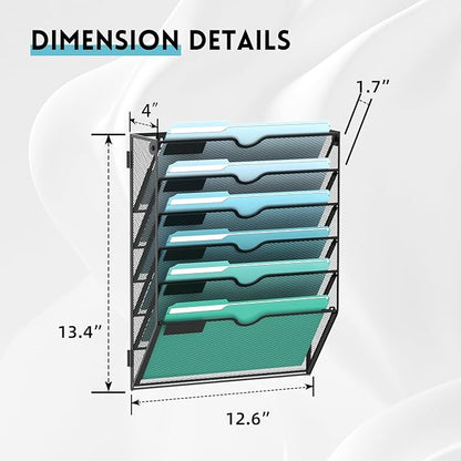 SUPEASY 6-Tier Wall File Organizer, Hanging Wall Files - Image 2