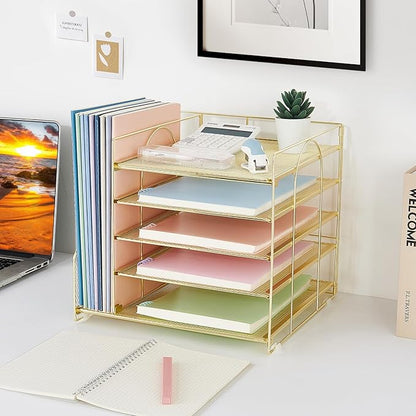 LEKETREE Desk Organizers and Accessories, 5-Tier Paper Letter Tray Organizer - Image 6