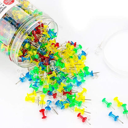 Yalis Push Pins 600 Count Clear Multicolored, Standard Thumb Tacks Steel Point - Image 2