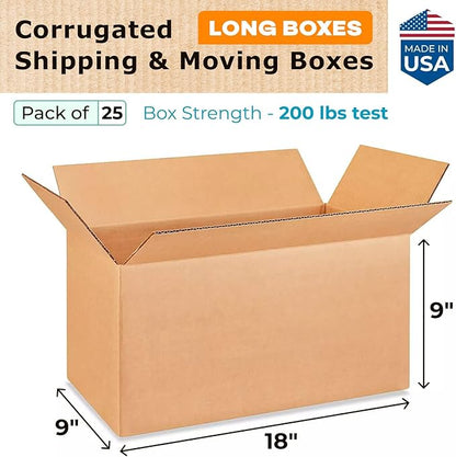 Long Moving & Shipping Boxes 18"L x 9"W x 9"H - Image 2