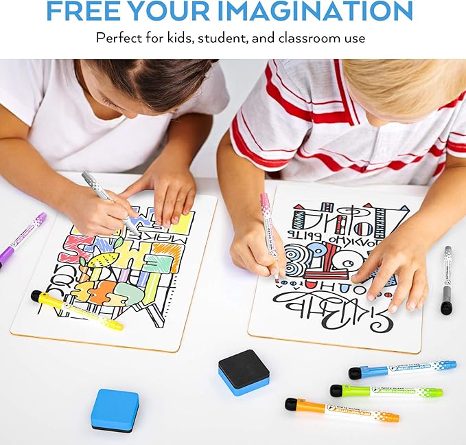 Nicpro Dry Erase Lap Board 12 x 16 inches 2 Pack Ruled Kid Double Sided Blank & - Image 6