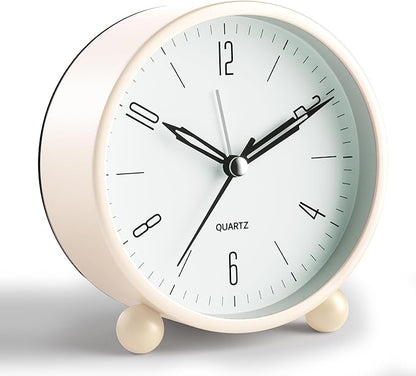 Analog Alarm Clock, 4 inch Super Silent Non Ticking Small Clock by JALL