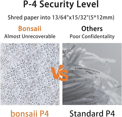 Bonsaii 12-Sheet P-4 Micro-Cut Shredder, 55-Min Continuous Use, Shreds Paper - Image 2