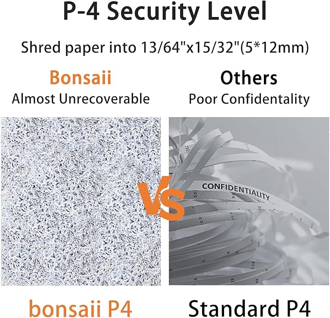 Bonsaii 12-Sheet P-4 Micro-Cut Shredder, 60-Min Continuous Use, Shreds Paper - Image 5