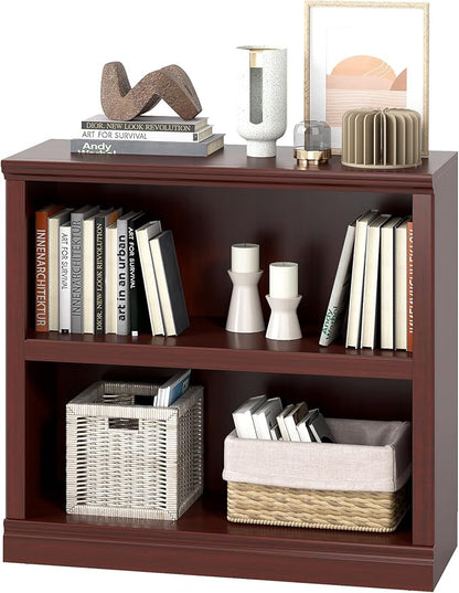 blini 2-Shelf Bookcase Wooden Bookshelves 33in Wide Floor Standing Display - Image 6