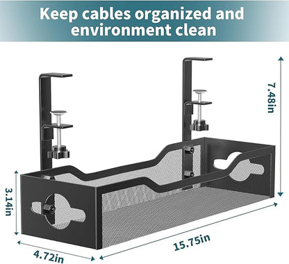 Under Desk Cable Management Tray Black, Litwaro Cable Management Under Desk No - Image 5