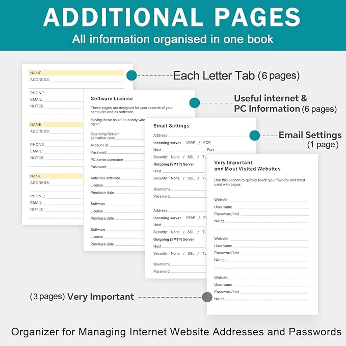 Address Book with Colorful Alphabetical Tabs – Hardcover Contact Organizer - Image 6