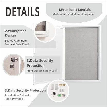 36×24 Inch Lockable Enclosed Bulletin Board, Weather-Resistant Outdoor - Image 3