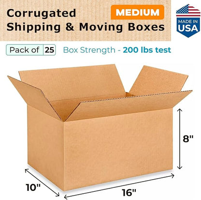 Medium Moving & Shipping Boxes 16"L x 10"W x 8"H - Image 2
