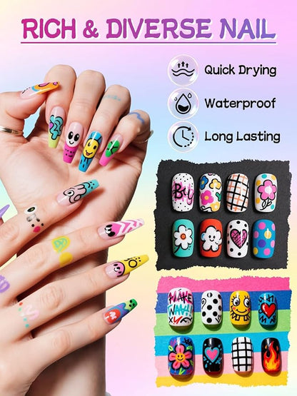 EBANKU 12 Color Nail Art Pens Set, 0.5 MM 3D Nail Polish Pens Acrylic Paint - Image 5