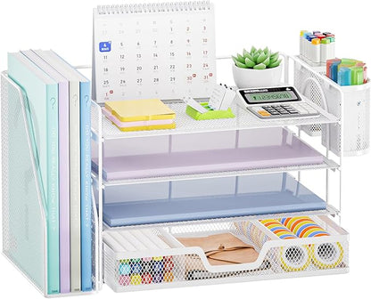 Marbrasse Desk Organizer and Accessories，4-Tier Paper Letter Tray Organizer - Image 8