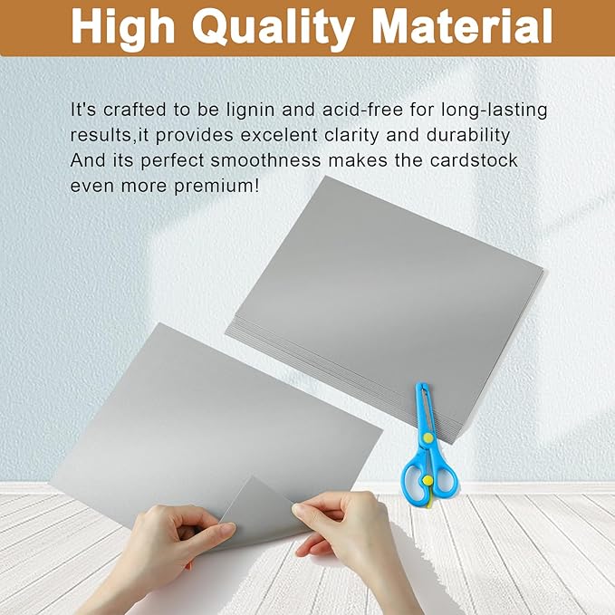 Silunkia 120 Sheets Shimmer Silver Cardstock 8.5 x 11 Craft Paper, 250gsm/92lb - Image 4