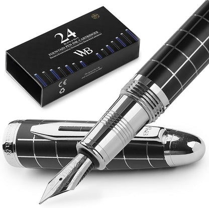 Wordsworth & Black Majesti Fountain Pen-, Luxury Case, Chrome Finish; Extra by WordsworthBlack