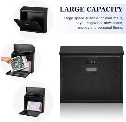 xydled Mail Boxes with Combination Lock, Locking Mailbox Wall Mounted, Security - Image 2