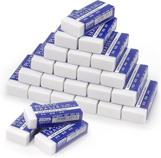 Tamaki 24 Pack Pencil Erasers, Large White Erasers by Tamaki