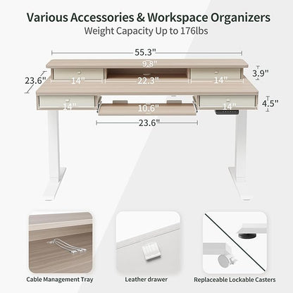 FEZIBO 55'' x 24" Height Adjustable Electric Standing Desk - Image 3