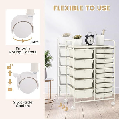 LDAILY 15 Drawer Rolling Storage Cart, Rolling Cart - Image 4