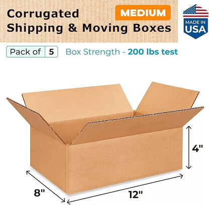 Medium Moving & Shipping Boxes 12 x 8 x 4 inches - Image 2