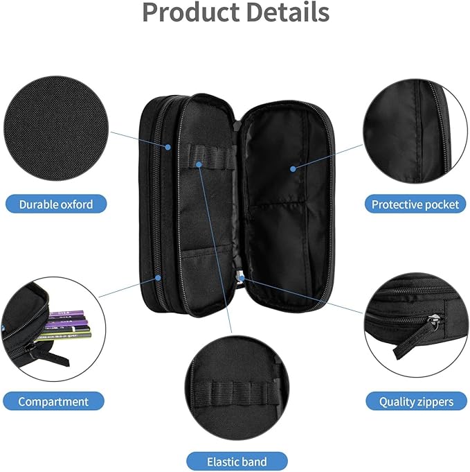 Large Storage Black Pencil Case Sports Pencil Box - Image 2