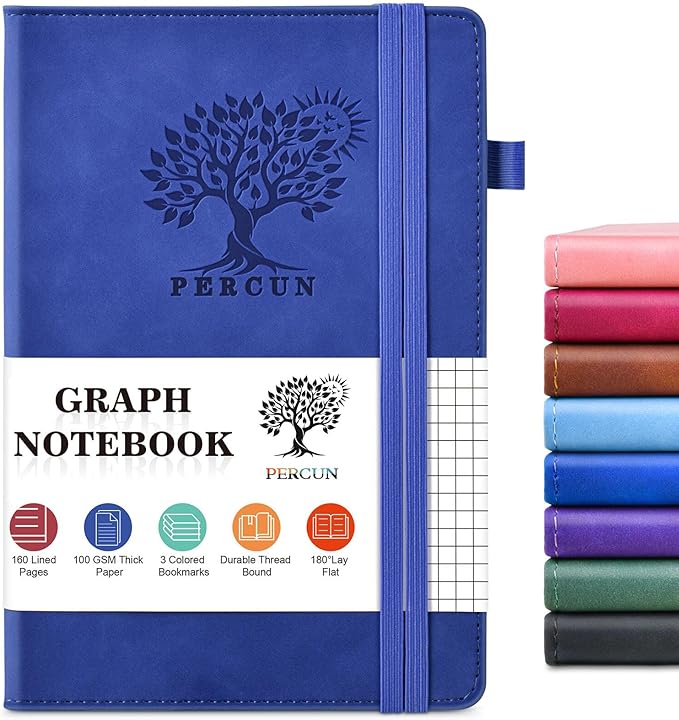 PERCUN Graph Paper Notebook, 160 Pages Grid Journal by PERCUN