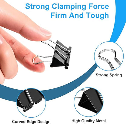200 Count Binder Clips Assorted Sizes, 4 Sizes Large, Metal Paper Clamps - Image 3
