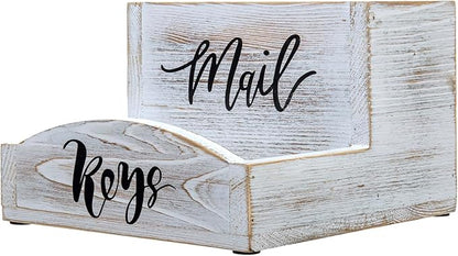 MyGift Shabby Whitewashed Solid Wood Mail Holder and Key Organizer Entryway - Image 7