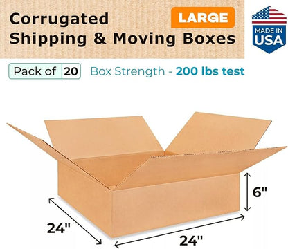Large Shipping & Moving Boxes 24"L x 24"W x 6"H - Image 2