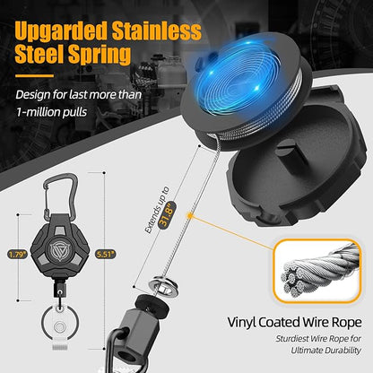 4 Pack Retractable Keychain Heavy Duty, Badge Reels Retractable, Tactical ID - Image 2